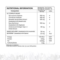 Pura Vida Premium Joint Support Tablets Nutritional Information
