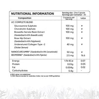 Nutritional Information of Pura Vida Joint Support Tablets